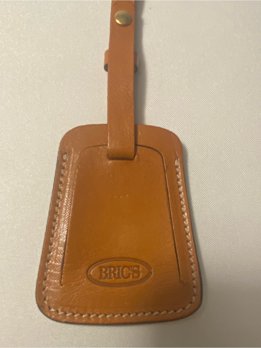 Brics Leather Luggage Brown Tag ID Address Made In Italy Snap Closure Travel - Picture 2 of 8